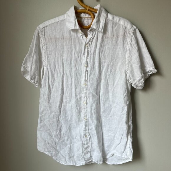 Porter & Ash Linen White Button Down Shirt Men's Medium - Picture 1 of 7
